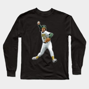 Dennis Eckersley #43 Pitches Long Sleeve T-Shirt